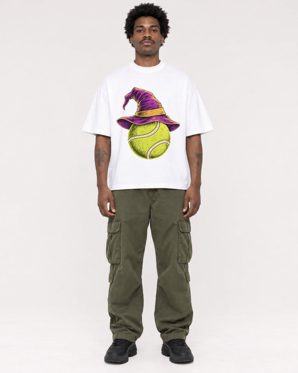 Mockup Boxy Heavyweight Tee White male full-body 24