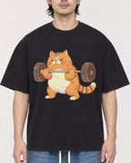 Mockup Boxy Heavyweight Tee Black male close-up 23