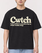 Mockup Boxy Heavyweight Tee Black male close-up 13