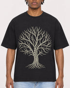 Mockup Boxy Heavyweight Tee Black male close-up 05