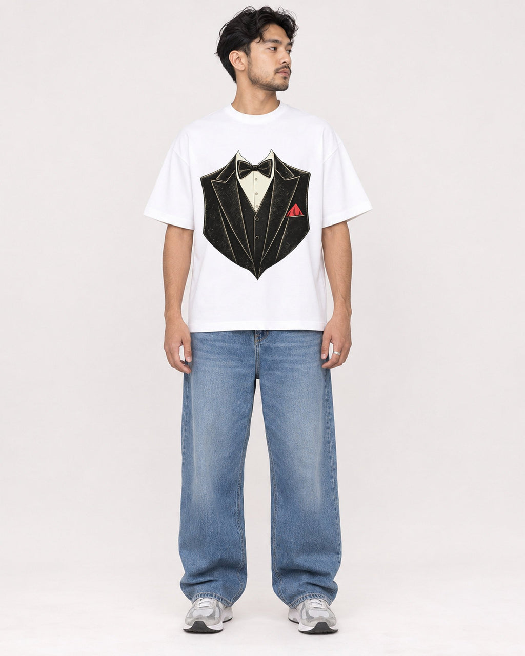 Mockup Boxy Heavyweight Tee White male full-body 02