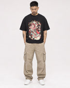 Mockup Boxy Heavyweight Tee Black male full-body 12