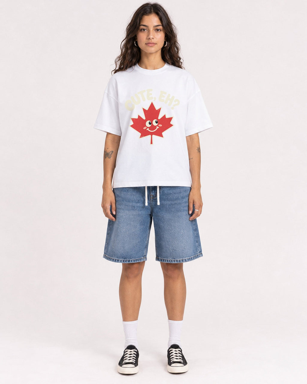 Mockup Boxy Heavyweight Tee White female full-body 06