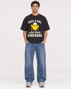 Mockup Boxy Heavyweight Tee Black male full-body 10