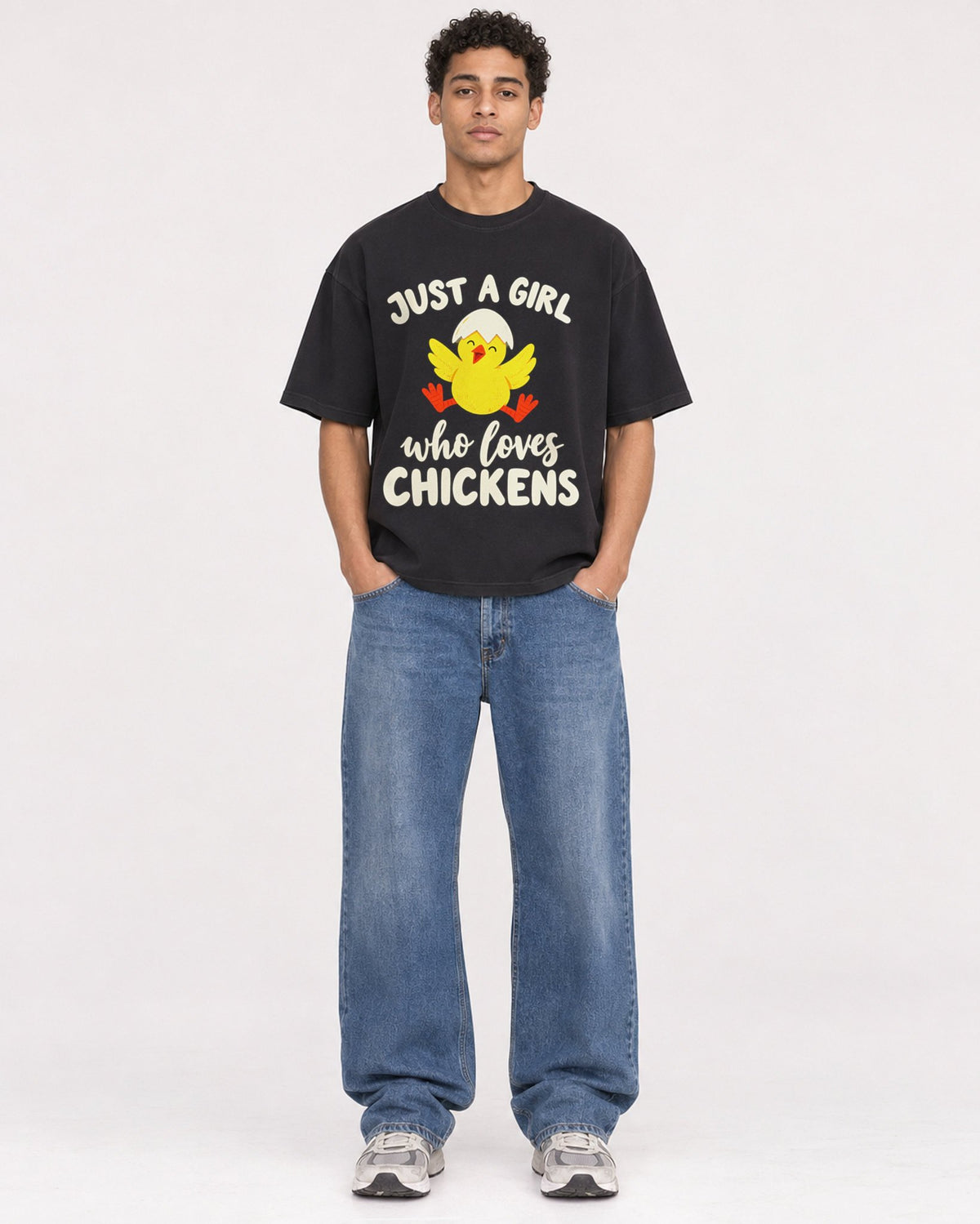 Mockup Boxy Heavyweight Tee Black male full-body 10