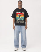 Mockup Boxy Heavyweight Tee Black male full-body 25