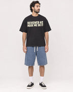 Mockup Boxy Heavyweight Tee Black male full-body 47