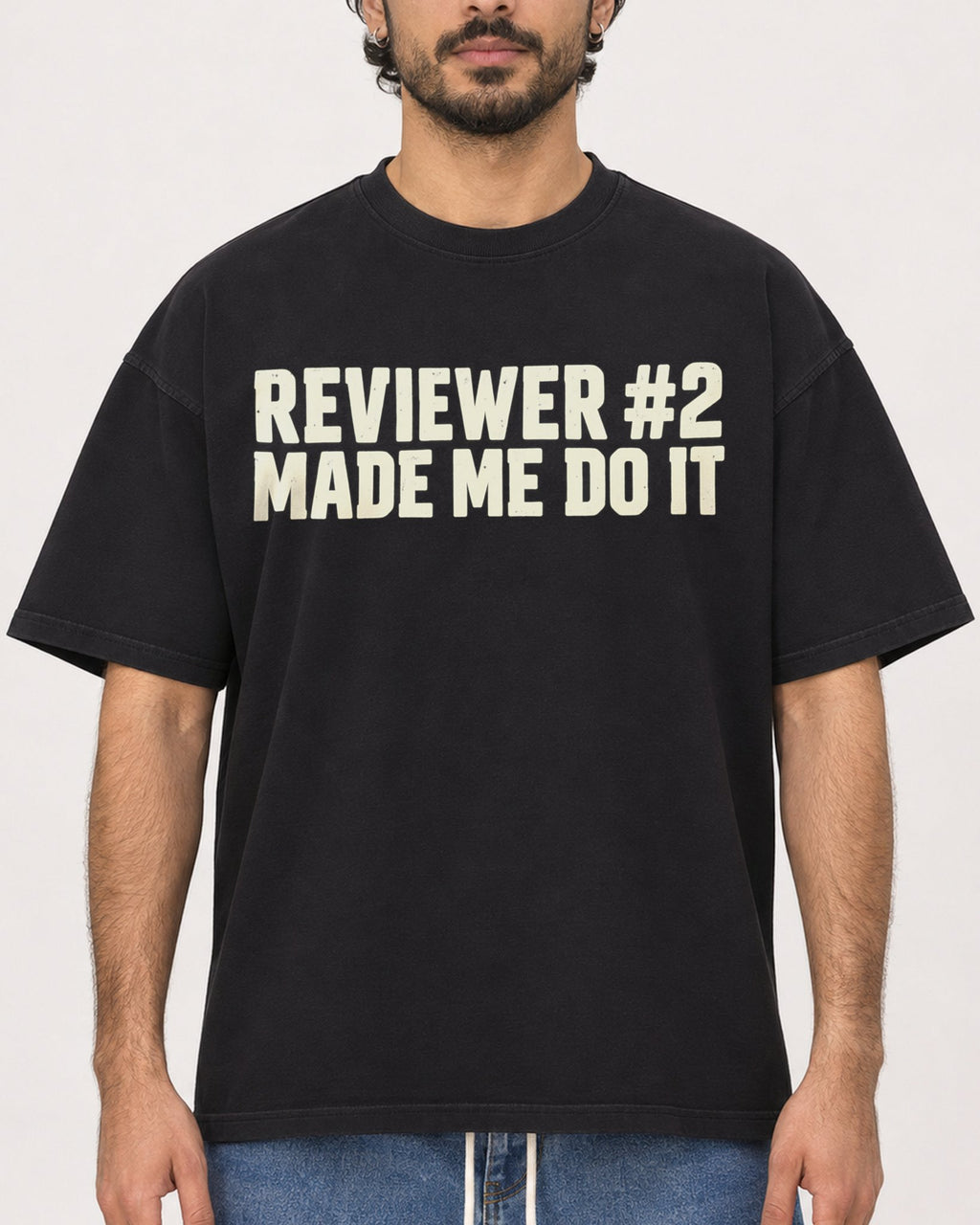 Mockup Boxy Heavyweight Tee Black male close-up 47