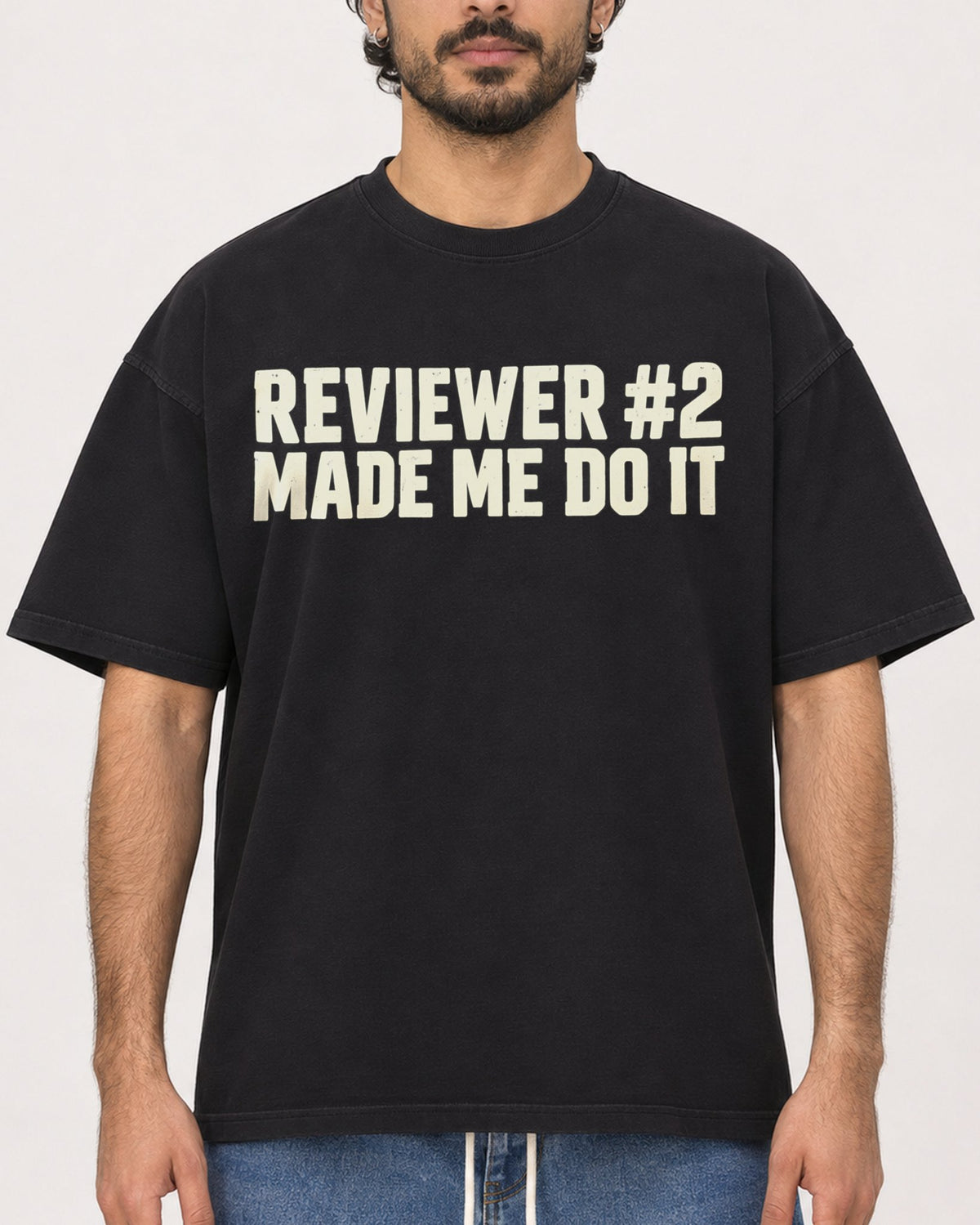 Mockup Boxy Heavyweight Tee Black male close-up 47