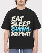 Mockup Boxy Heavyweight Tee Black male close-up 03