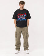 Mockup Boxy Heavyweight Tee Black male full-body 08