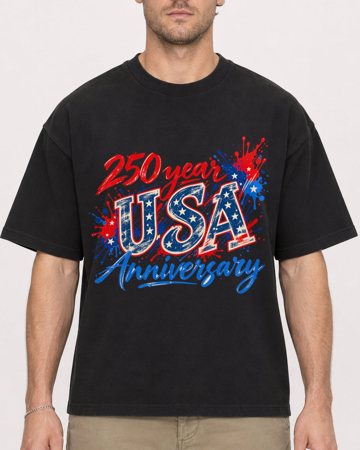 Mockup Boxy Heavyweight Tee Black male close-up 08