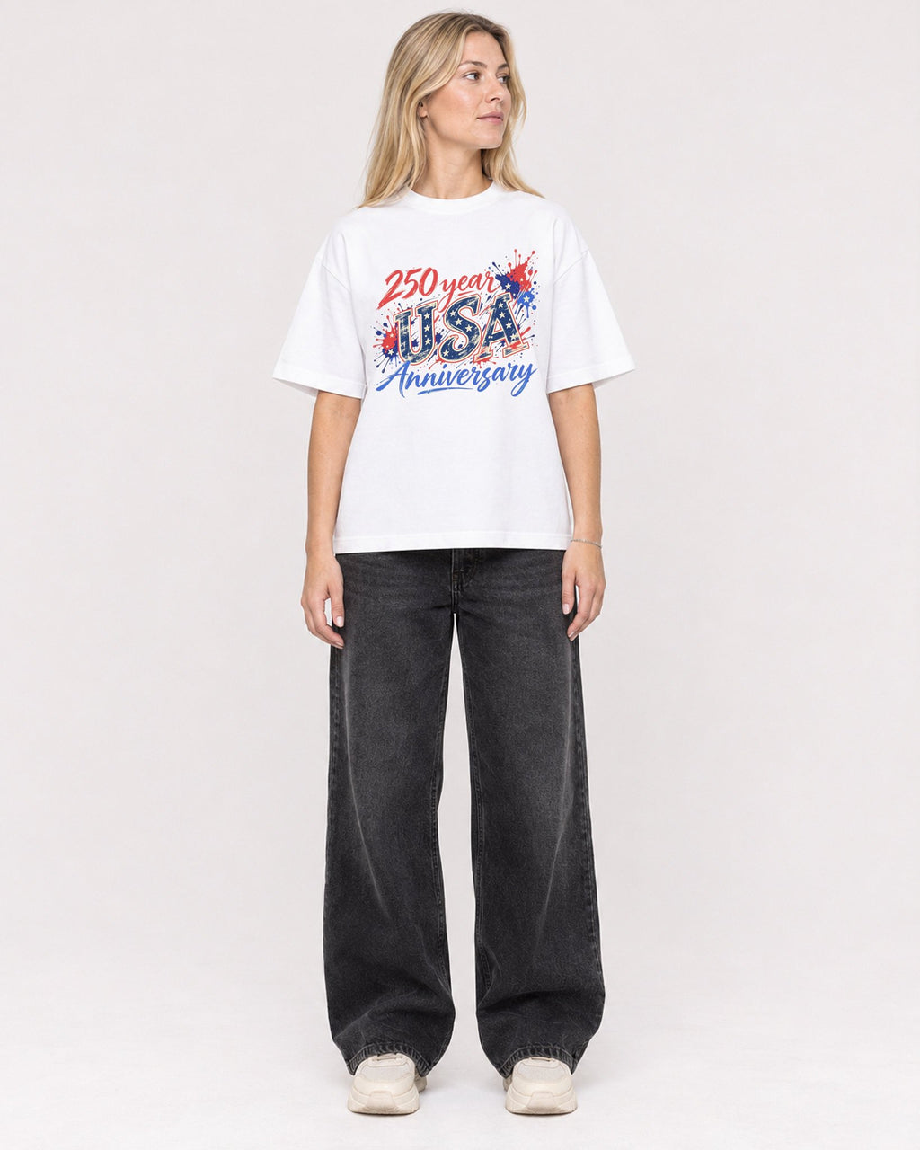 Mockup Boxy Heavyweight Tee White female full-body 08