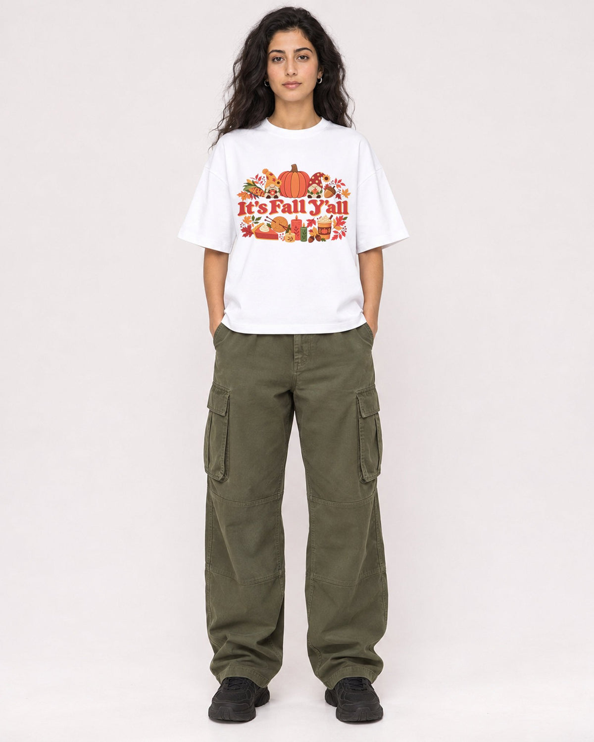 Mockup Boxy Heavyweight Tee White female full-body 07