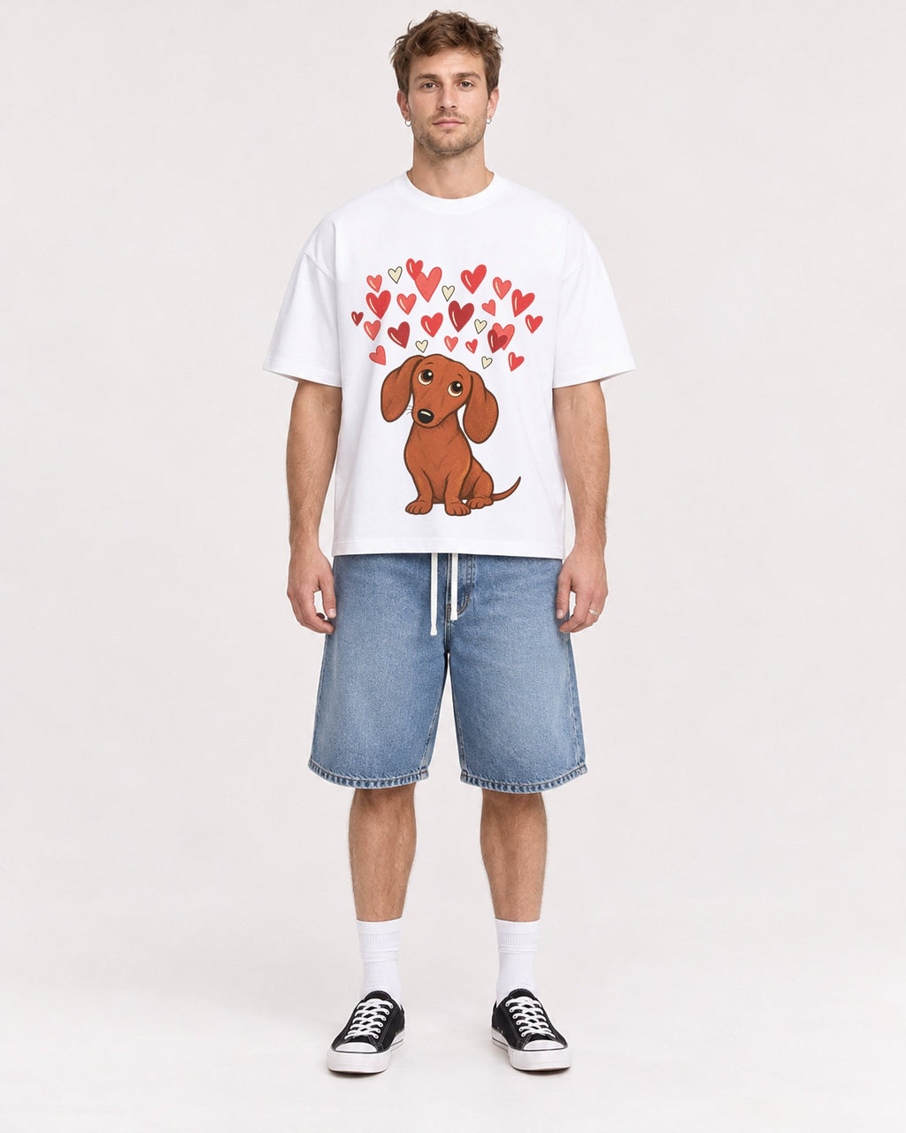 Mockup Boxy Heavyweight Tee White male full-body 08