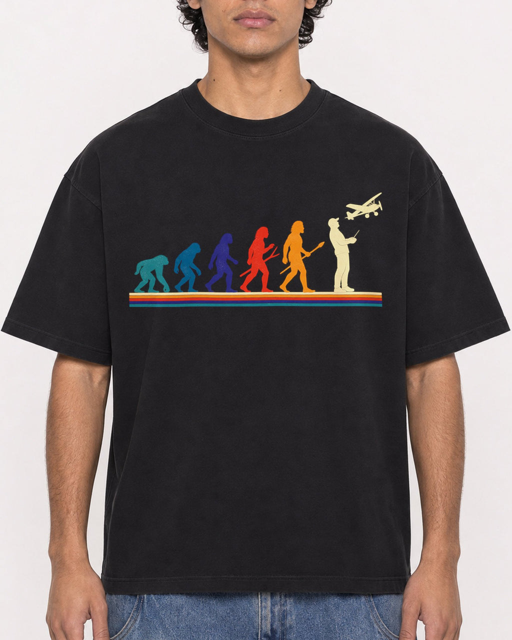 Mockup Boxy Heavyweight Tee Black male close-up 26