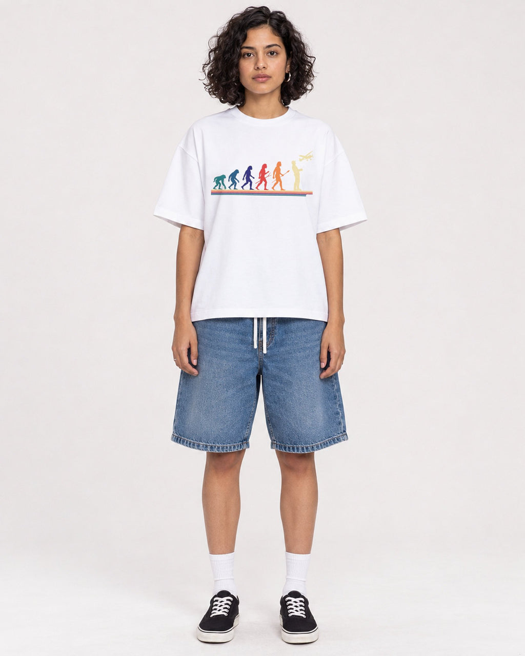 Mockup Boxy Heavyweight Tee White female full-body 26