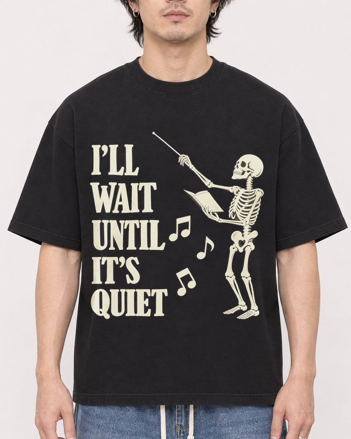 Mockup Boxy Heavyweight Tee Black male close-up 03