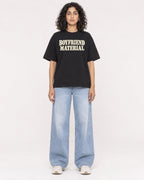 Mockup Boxy Heavyweight Tee Black female full-body 27