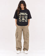 Mockup Boxy Heavyweight Tee Black female full-body 02