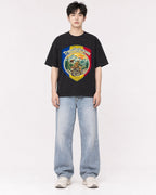 Mockup Boxy Heavyweight Tee Black male full-body 01