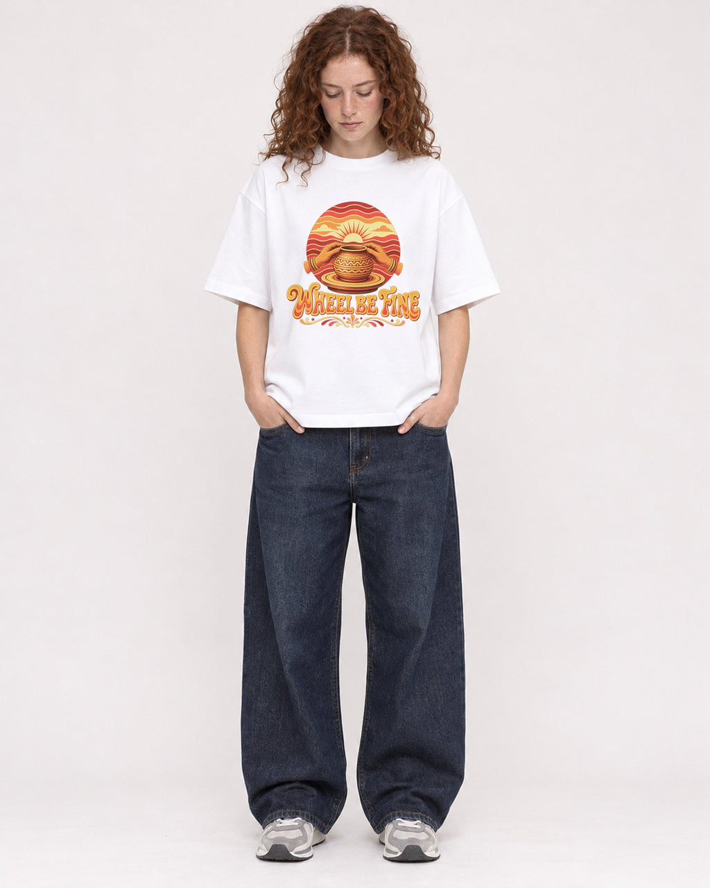 Mockup Boxy Heavyweight Tee White female full-body 09