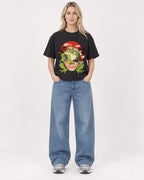 Mockup Boxy Heavyweight Tee Black female full-body 08