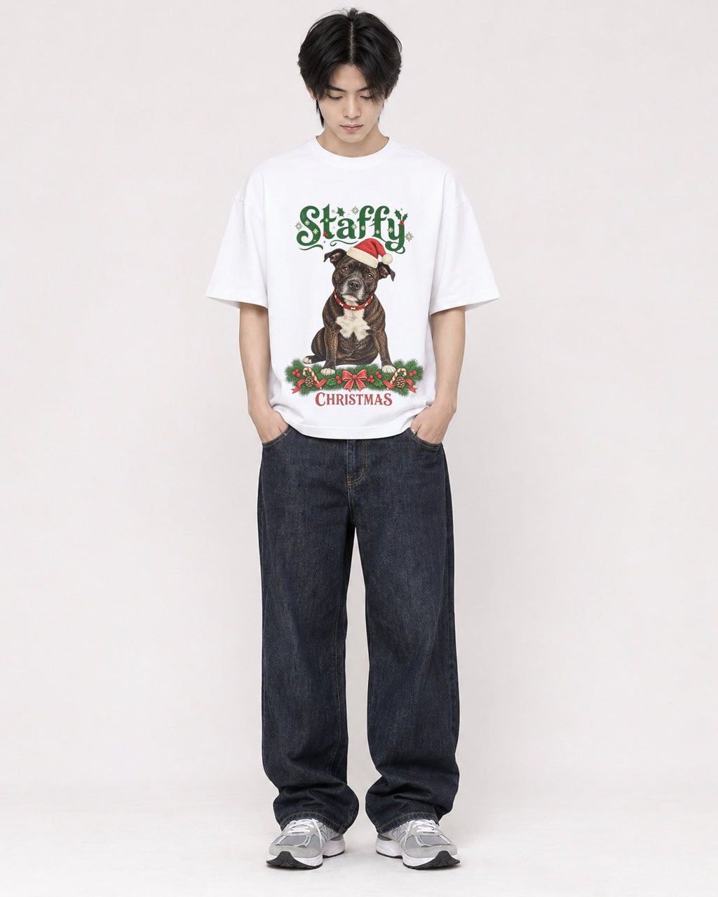 Mockup Boxy Heavyweight Tee White male full-body 11