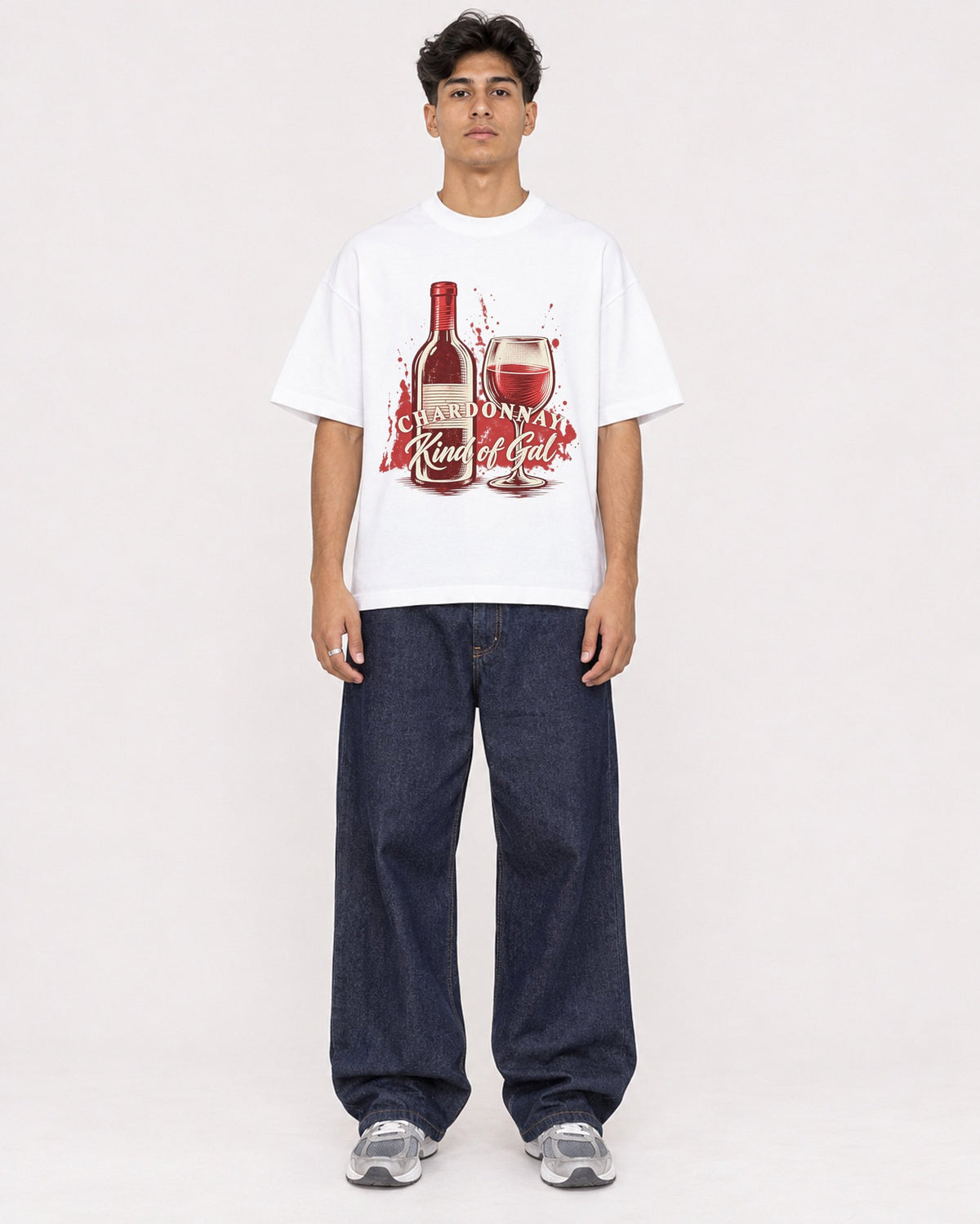 Mockup Boxy Heavyweight Tee White male full-body 16