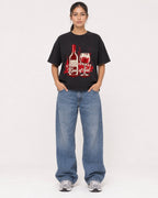 Mockup Boxy Heavyweight Tee Black female full-body 16