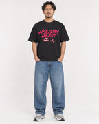 Mockup Boxy Heavyweight Tee Black male full-body 02