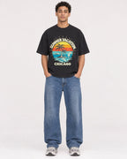 Mockup Boxy Heavyweight Tee Black male full-body 10