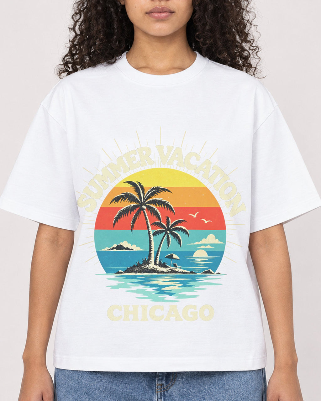 Mockup Boxy Heavyweight Tee White female close-up 10
