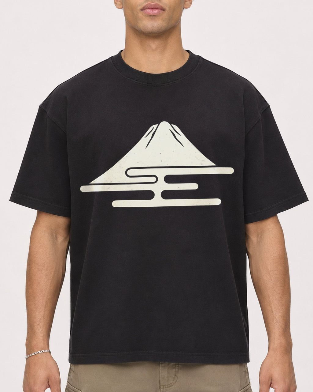 Mockup Boxy Heavyweight Tee Black male close-up 20