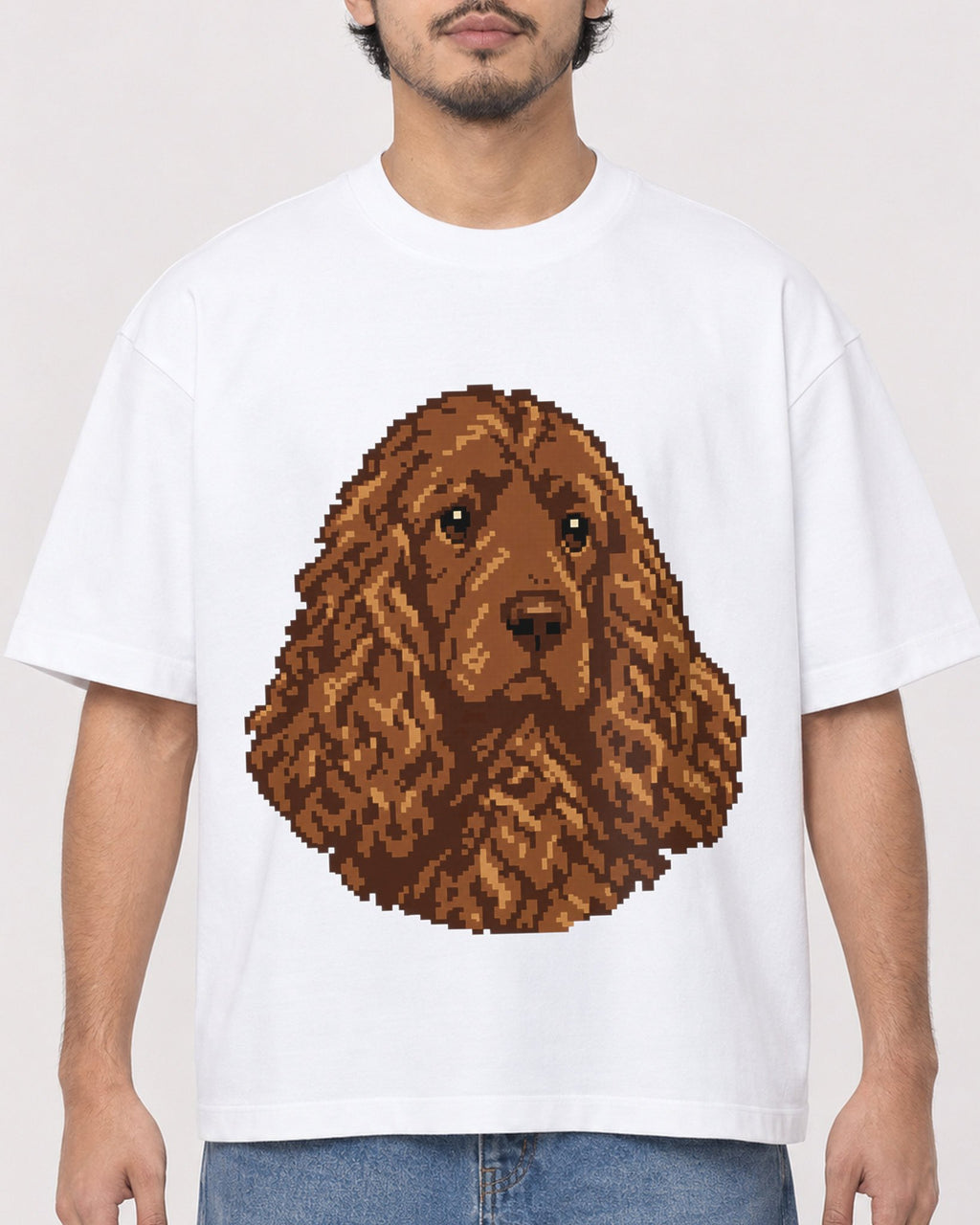 Mockup Boxy Heavyweight Tee White male close-up 02