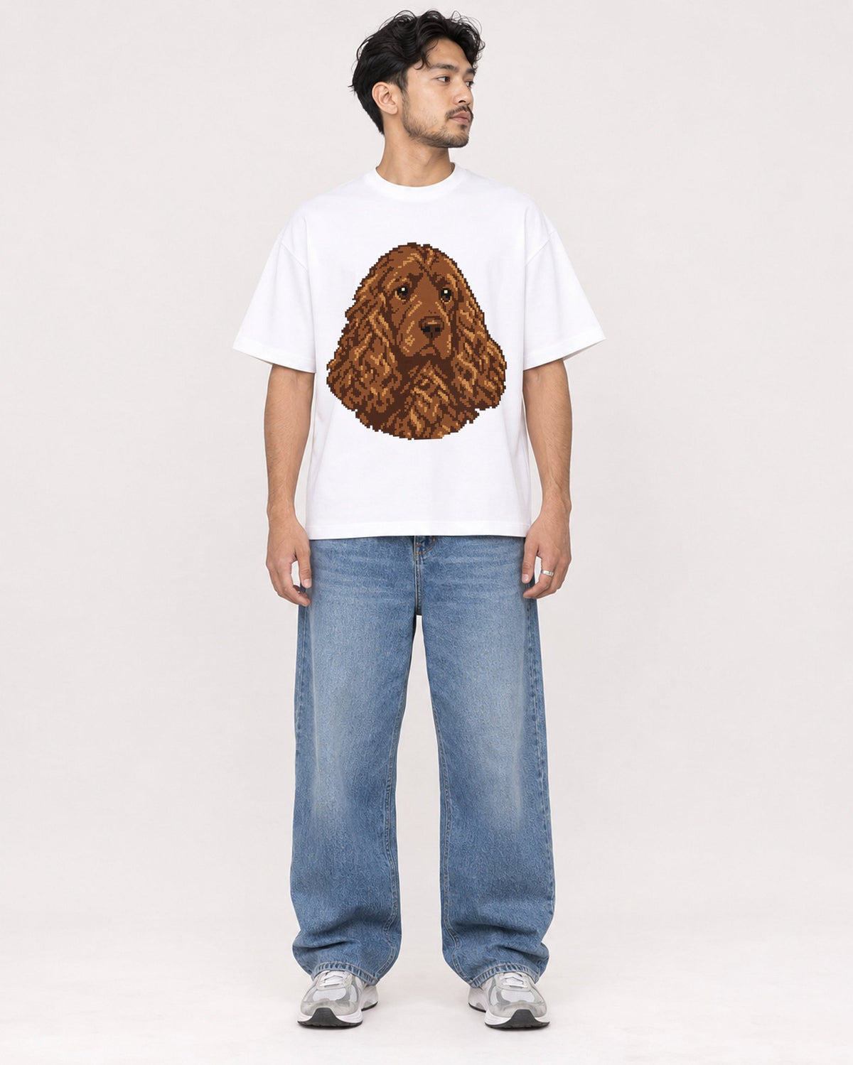 Mockup Boxy Heavyweight Tee White male full-body 02