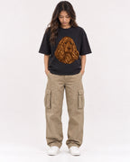 Mockup Boxy Heavyweight Tee Black female full-body 02
