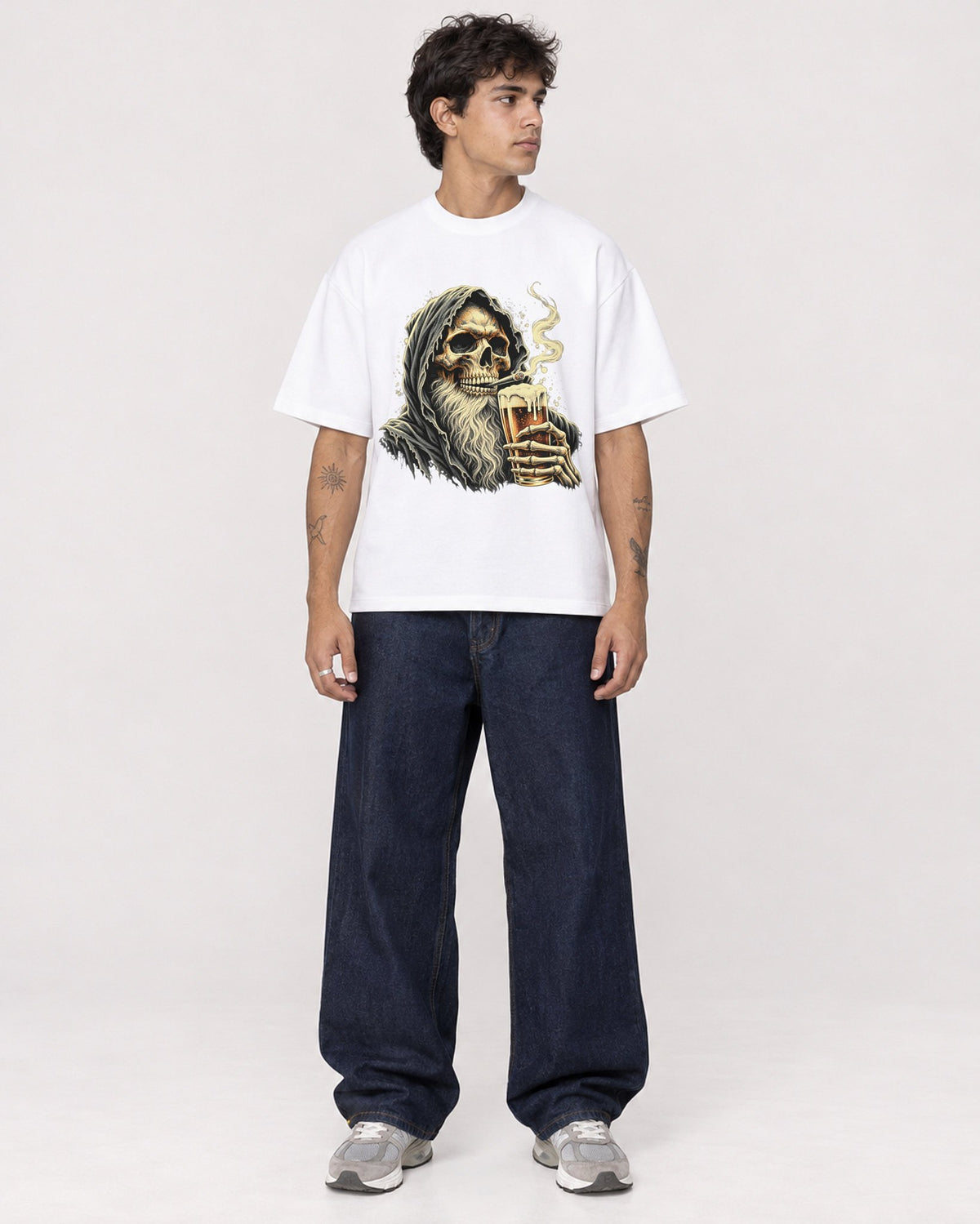 Mockup Boxy Heavyweight Tee White male full-body 06