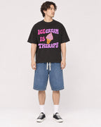 Mockup Boxy Heavyweight Tee Black male full-body 03