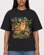 Mockup Boxy Heavyweight Tee Black female close-up 04