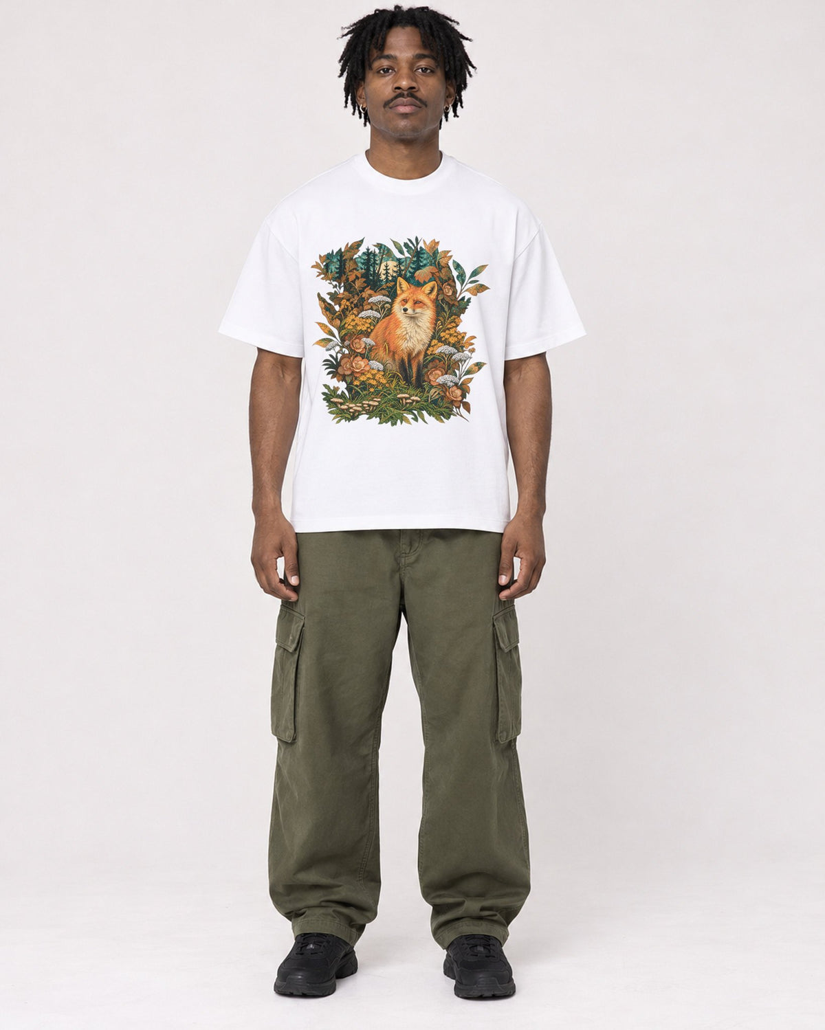 Mockup Boxy Heavyweight Tee White male full-body 04