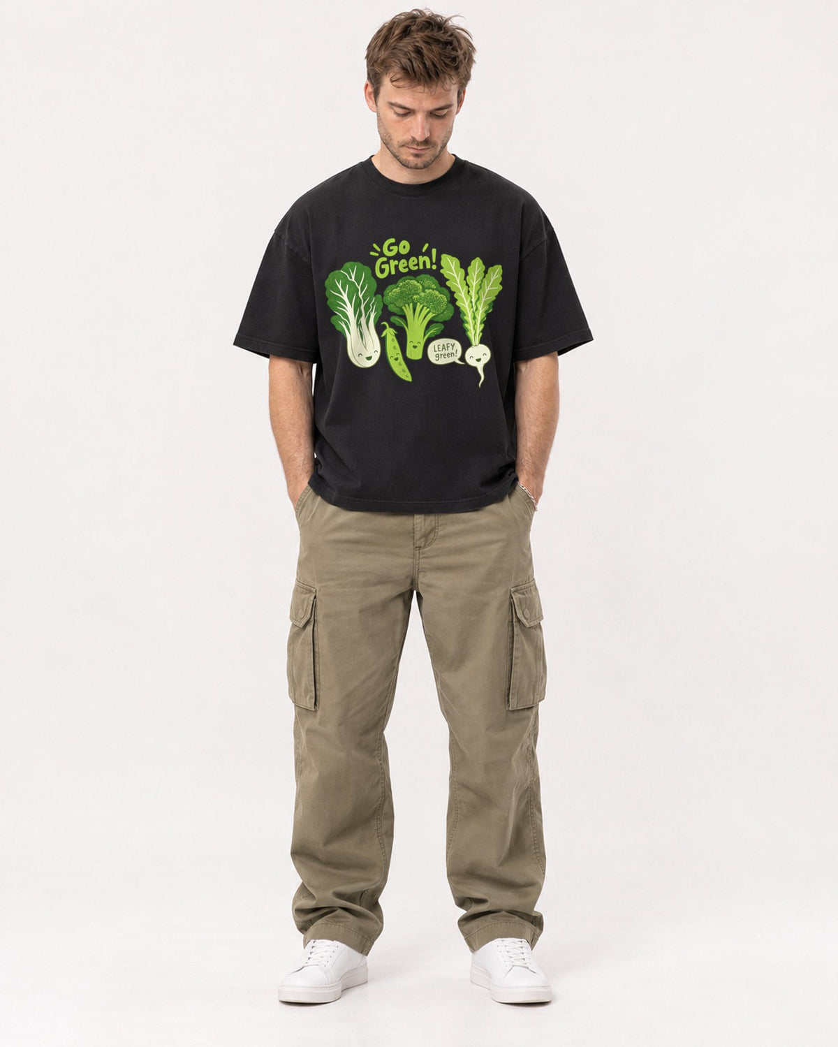 Mockup Boxy Heavyweight Tee Black male full-body 08