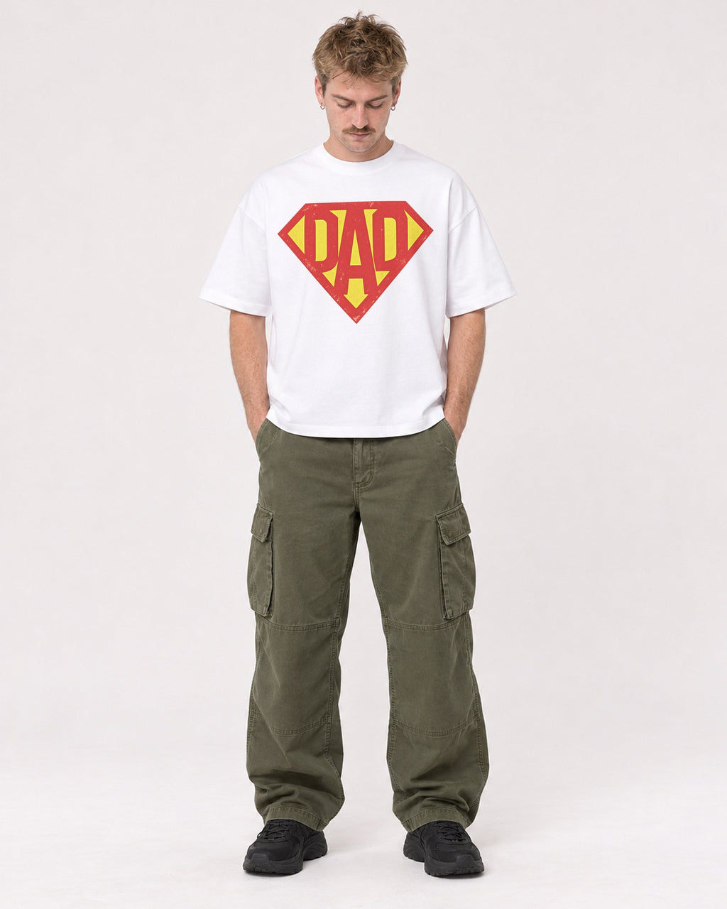 Mockup Boxy Heavyweight Tee White male full-body 19