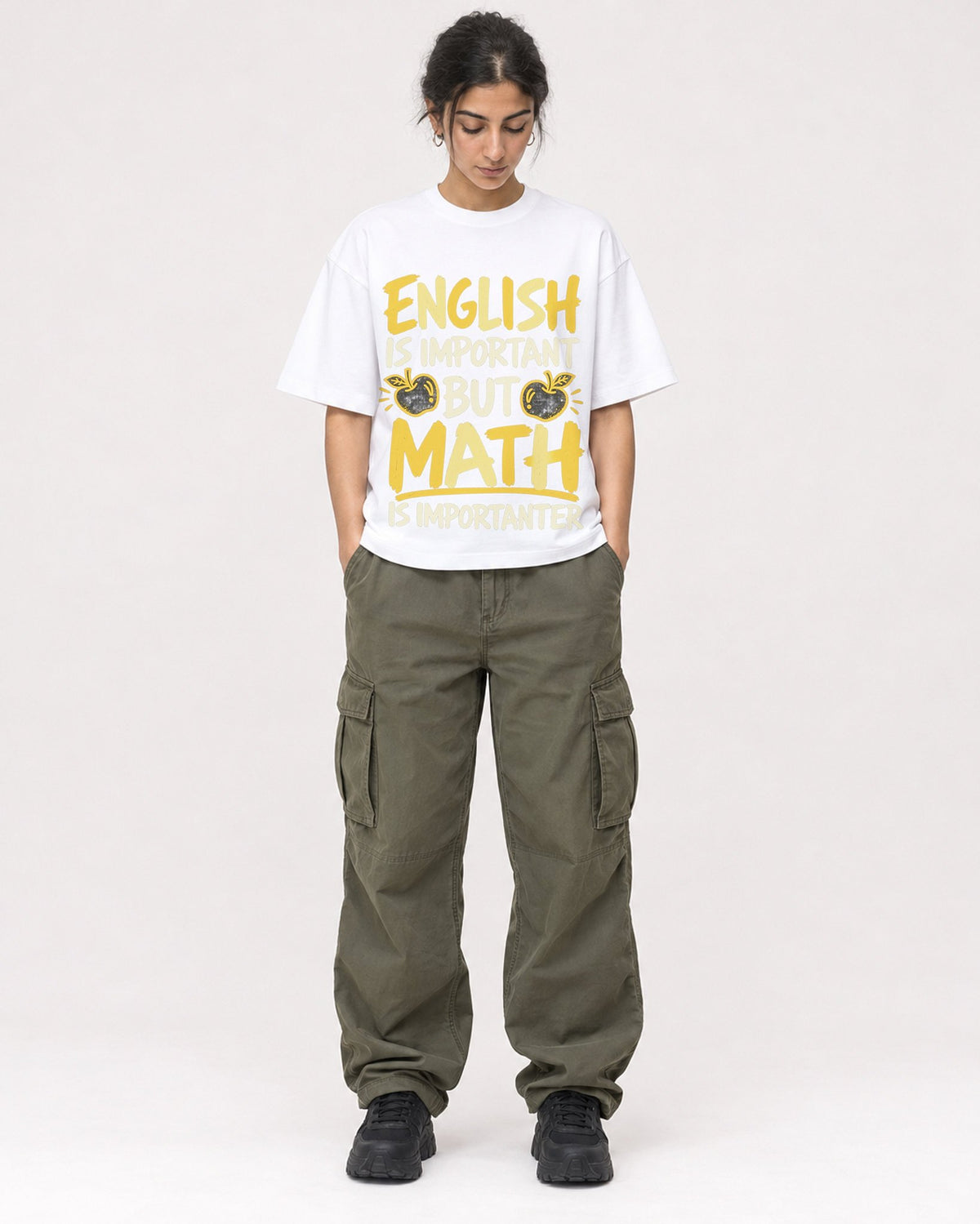 Mockup Boxy Heavyweight Tee White female full-body 17