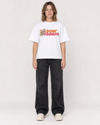 Mockup Boxy Heavyweight Tee White female full-body 38