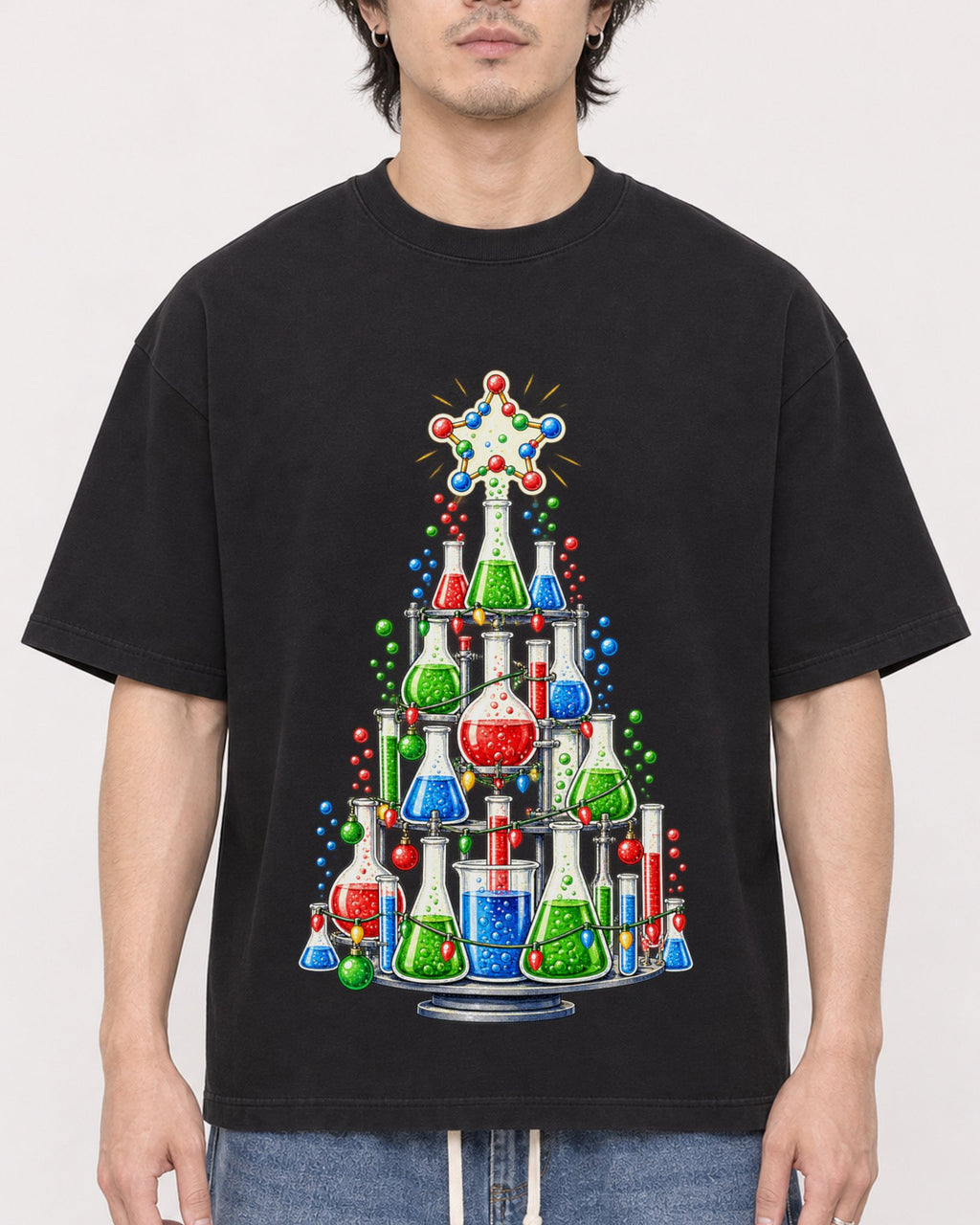 Mockup Boxy Heavyweight Tee Black male close-up 03