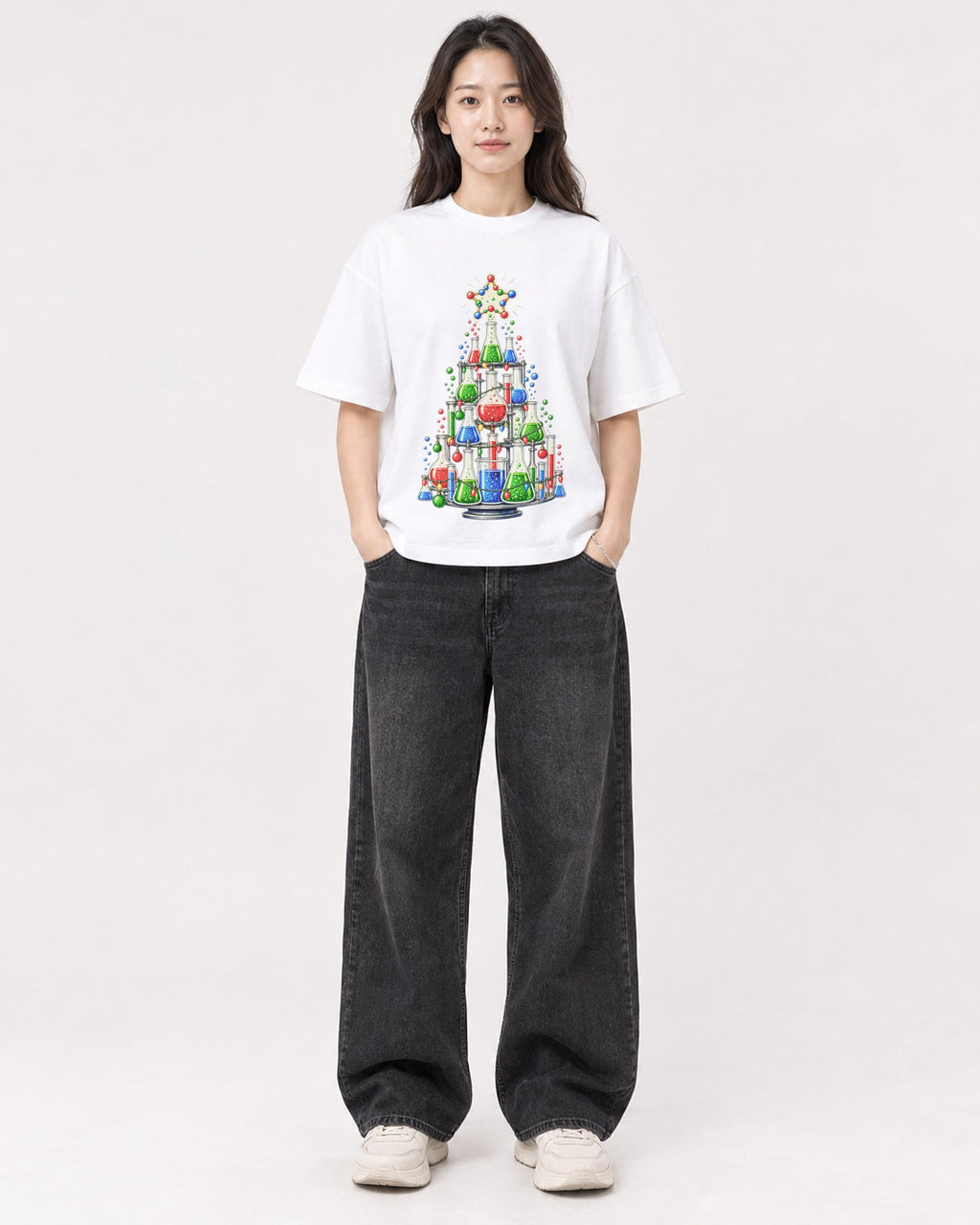 Mockup Boxy Heavyweight Tee White female full-body 03