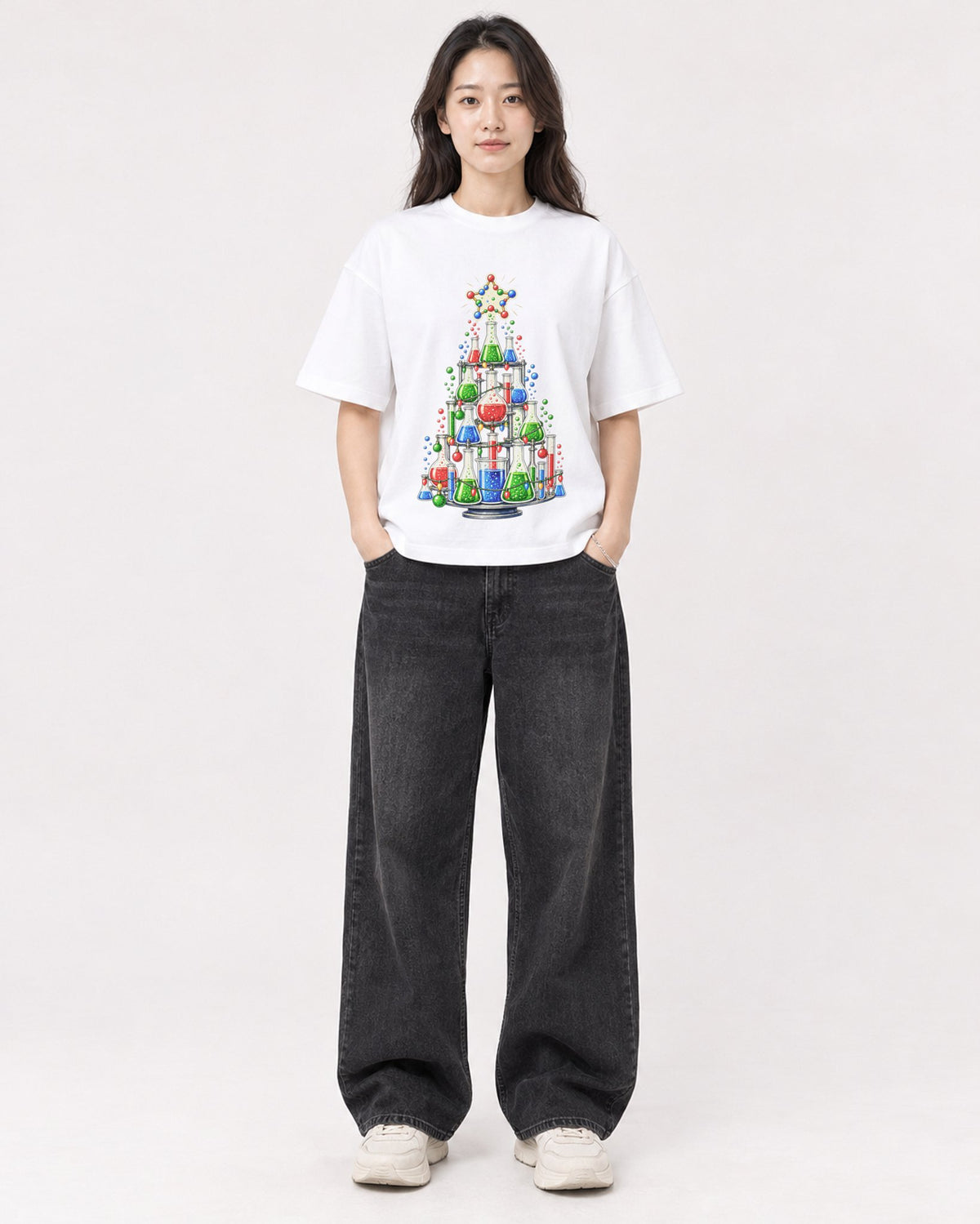 Mockup Boxy Heavyweight Tee White female full-body 03