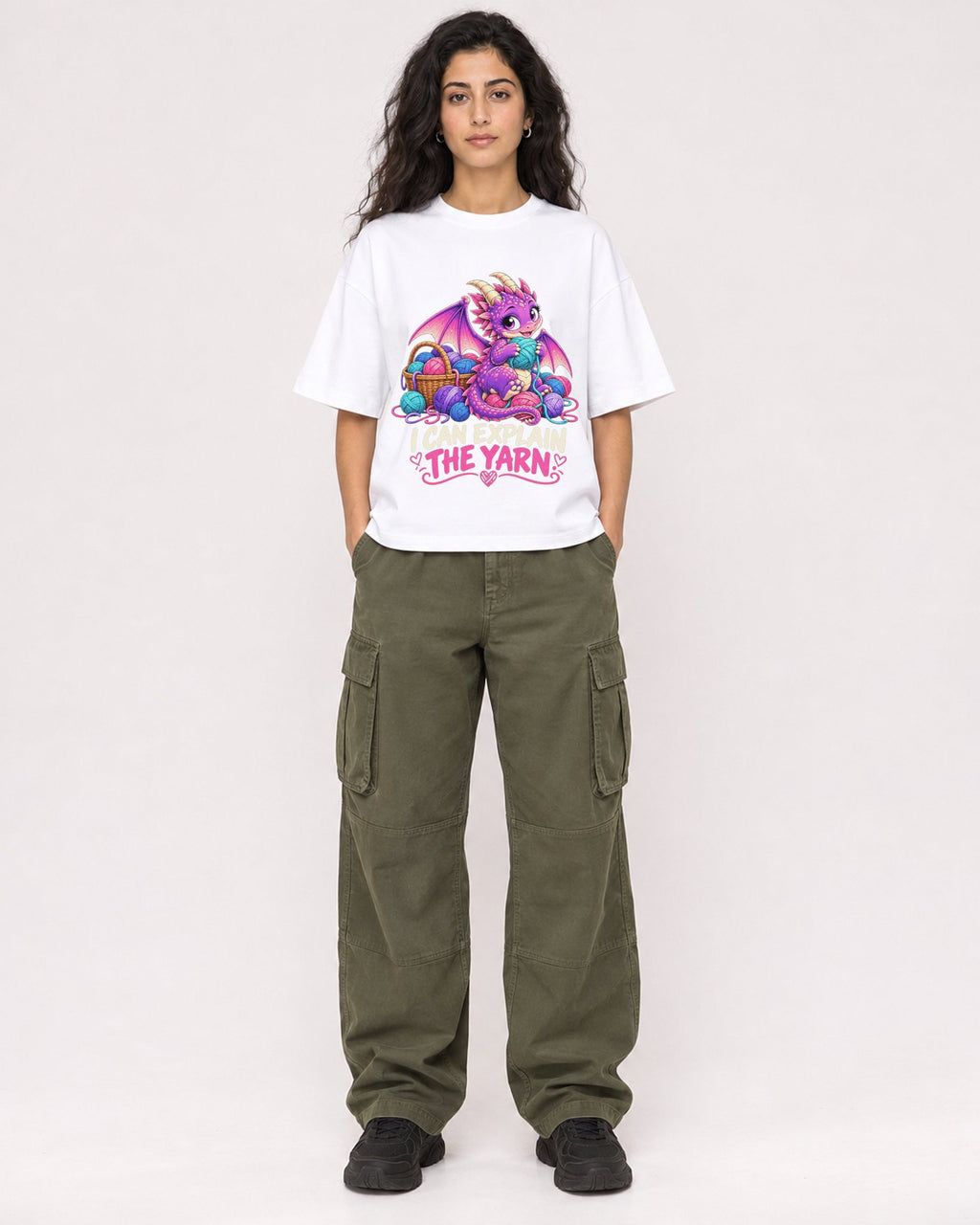 Mockup Boxy Heavyweight Tee White female full-body 07