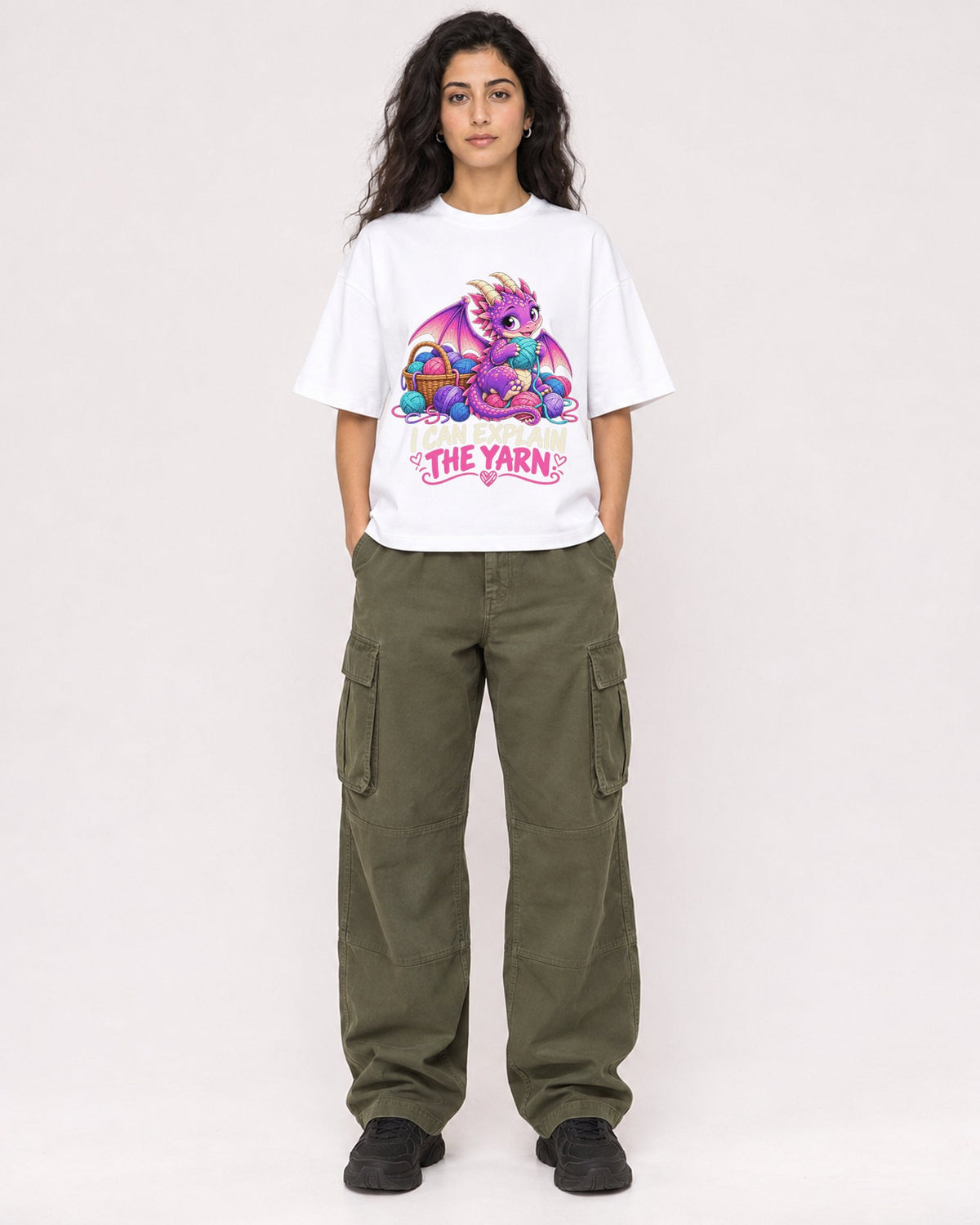 Mockup Boxy Heavyweight Tee White female full-body 07